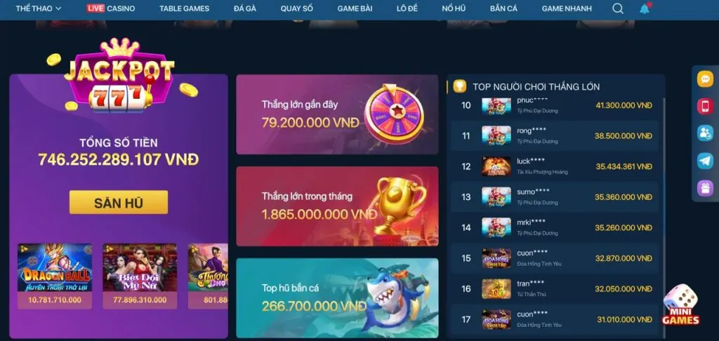 Máy đánh bạc với màn hình hiển thị jackpot lớn